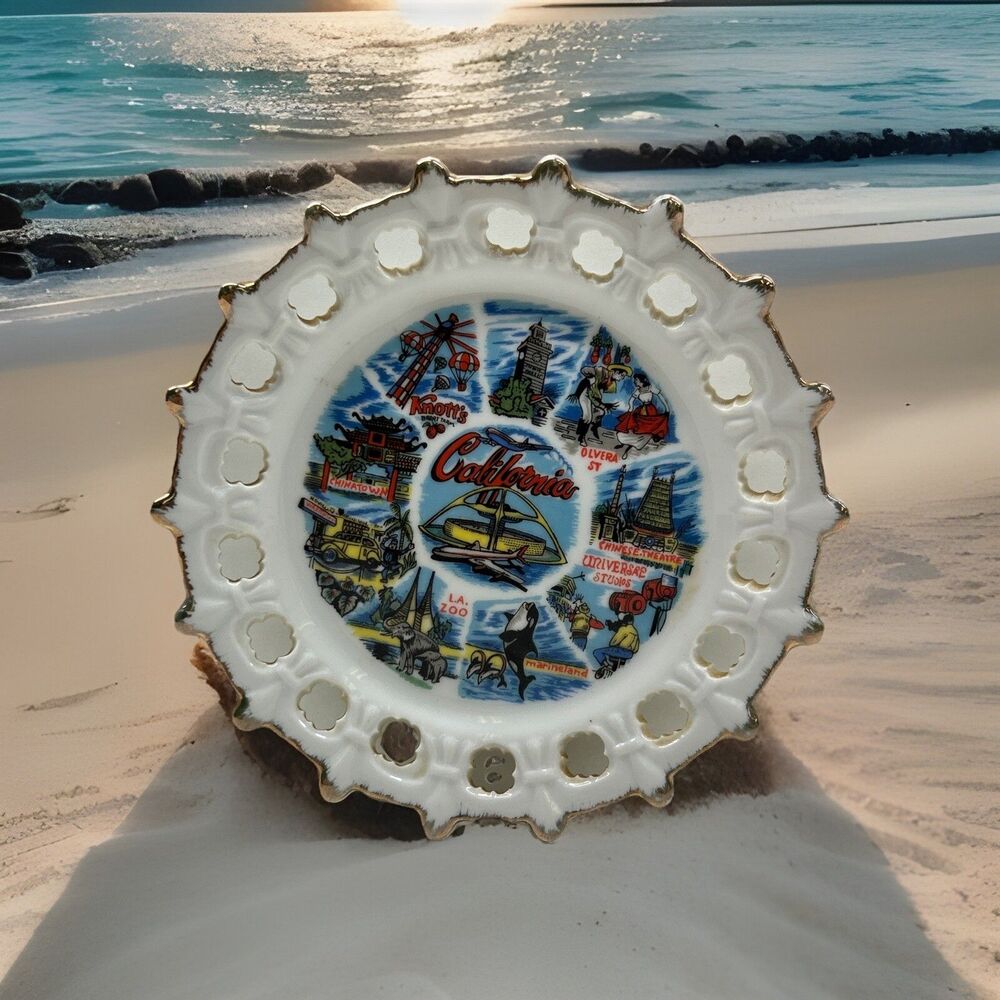 Vintage California Decorative Wall Plate With Slotted Design - Made In‎ Korea